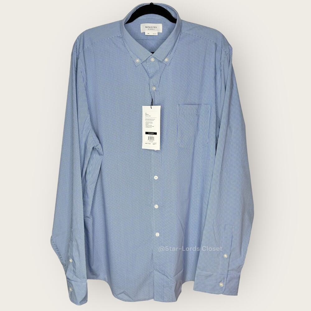 Ministry of Supply Gemini Shirt Long Sleeve Button Down Solid Blue Men's XXL NWT